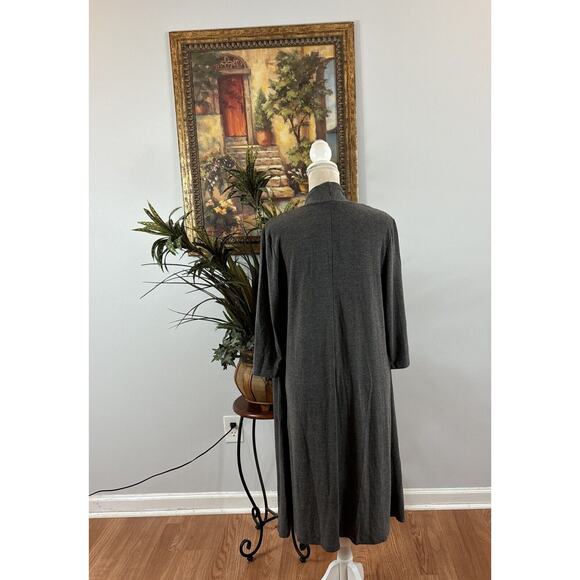 Forever Plus Women's Gray Dress Draped Front Size 2X 3/4 Sleeves Round Neck - Picture 6 of 12